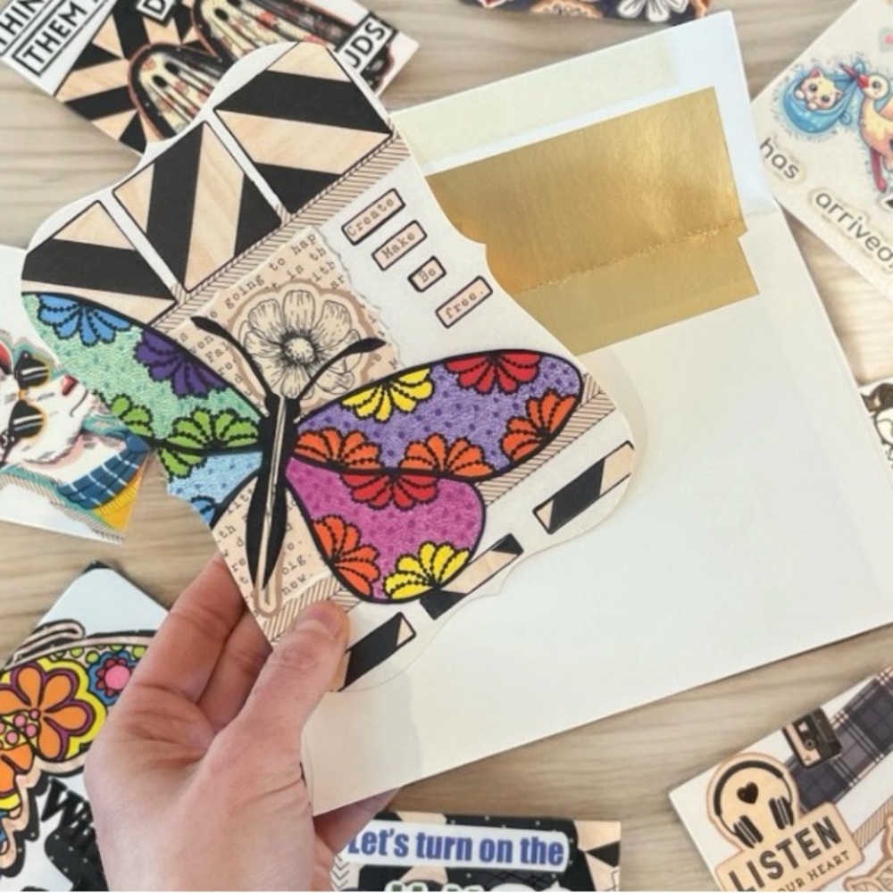 Butterfly Greeting Card | "CREATE. MAKE. BE FREE" | Handmade